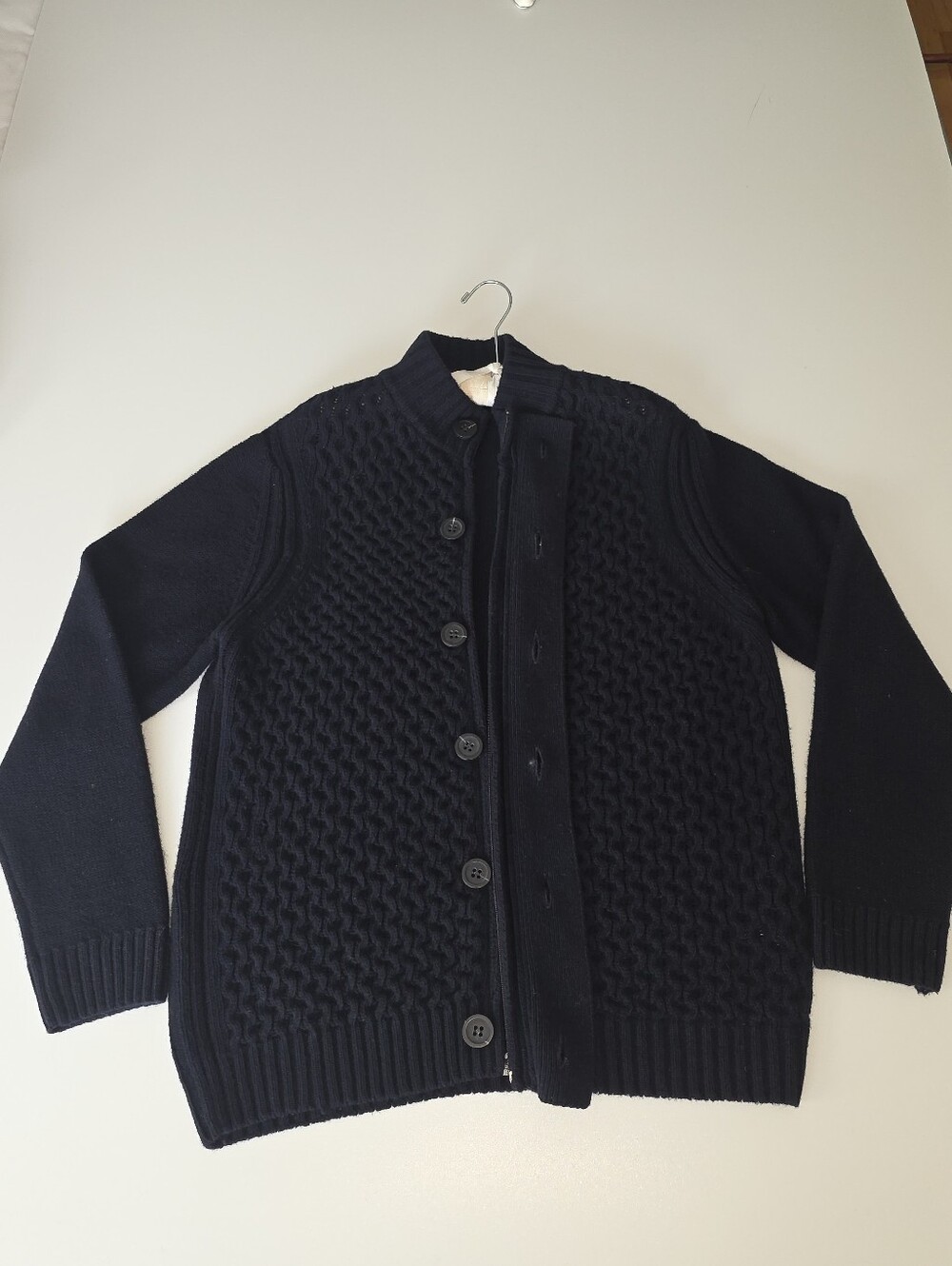 Emozioni Uomo Italian Wool Blend Dual-Zip Button Waffle Knit Sweater Jacket. XL - Picture 3 of 9